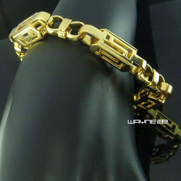 

b166) men stainless steel trendy bracelet, Golden;silver