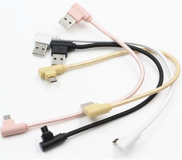 

mini 25cm micro usb 90 degree right angle braid charger cable for samsung s7 s6 dhl