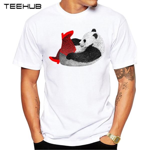 

2019 teehub men's fashion funny panda wear sock printed short sleeve t-shirt novelty o-neck design cool desgin tee