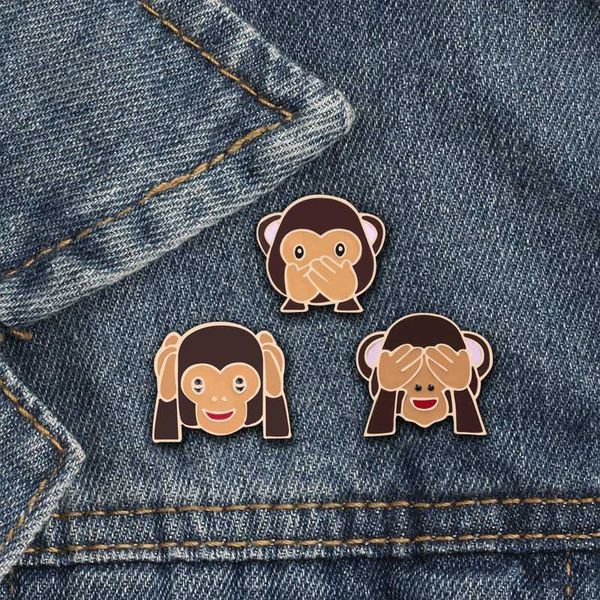 

pins, brooches 3pc/set animal brooch cute monkey enamel pins women kid men denim jackets cartoon hat badges collection gift game, Gray