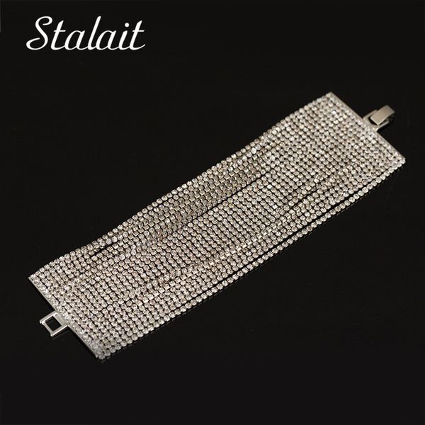 

statement multi layer full rhinestone bracelets vintage ancient silver color bracelet&bangle for female wedding charm bracelet, Black