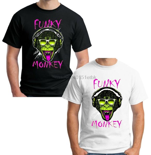 

velocitee mens funky dj monkey t shirt chimp primate music festival rave v50