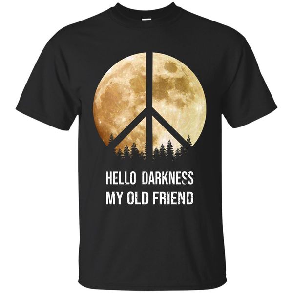 

hello darkness my old friend moon and peace sign black, navy t-shirt s-3xl cool casual pride t shirt men fashion