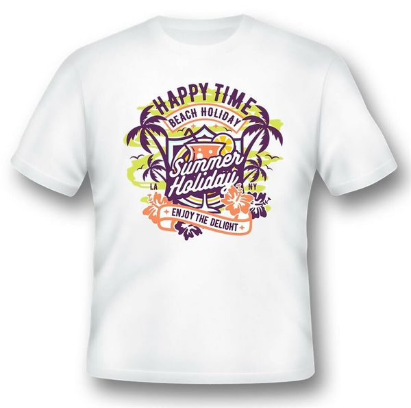 

happy time-бич летний отдых tee shirt black or white new смешной tee shirt