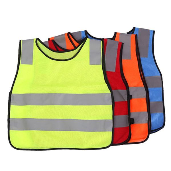 

children student kid vest reflective visibility high traffic safety vest kids reflective vest jackets 4 colors kka3004-1, Blue;gray