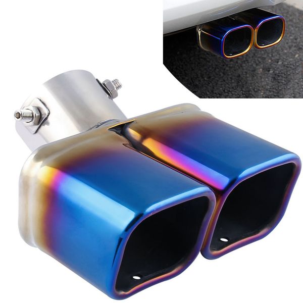 

car dual square rolled angle cut slanted exhaust muffler tip pipe