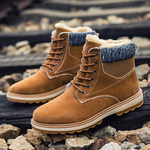 

new fashion casual lace-up men boots nice new plus velvet keep warm ankle boots men shoes man winter nice tide zapatos, Black