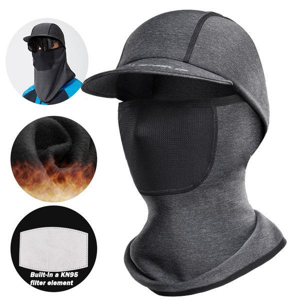 

winter windproof anti-uv riding hat outdoor thermal face neck headband bicycle helmet cap, Black