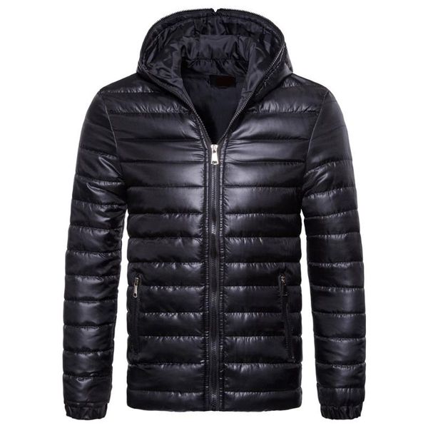 

winter jacket men fashion hooded parkas jacket men's solid colors warm cotton-padded jackets coats male clothing, Black