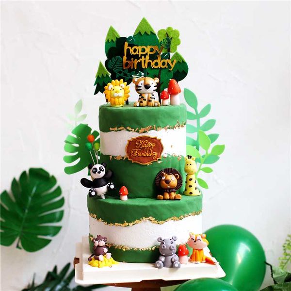 

animals giraffe lion decoration monkey cake ers for children's day party baby happy birthday supplies lovely gifts