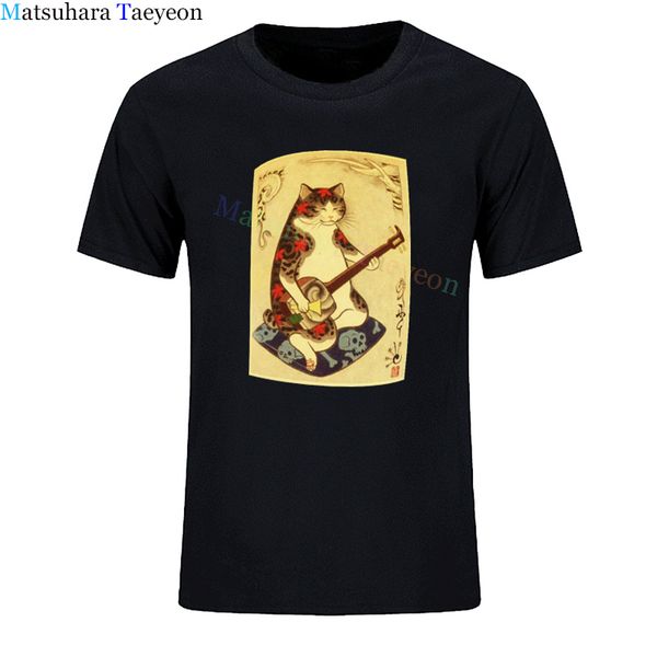

music notes tshirt japanese poster cat print funny t-shirt men summer style cotton short sleeve o-neck t shirt man's clothing