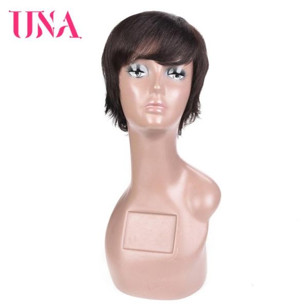 

lace wigs una short straight hair non remy 120% density human for women ldh6344, Black;brown