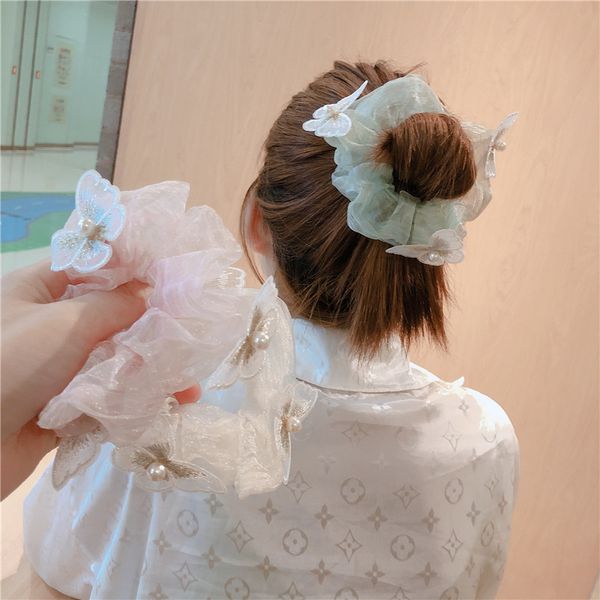 

нового шифон бабочка волосы кольцо hairband лента держатель веревка головной убор головной убор для женщин свадебных аксессуаров для волос, Golden;silver