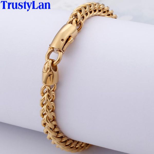 

tennis fashion jewelry stainless steel chain link bracelet men gold color mens bracelets & bangles 2021 gifts for husband wristband, Golden;silver