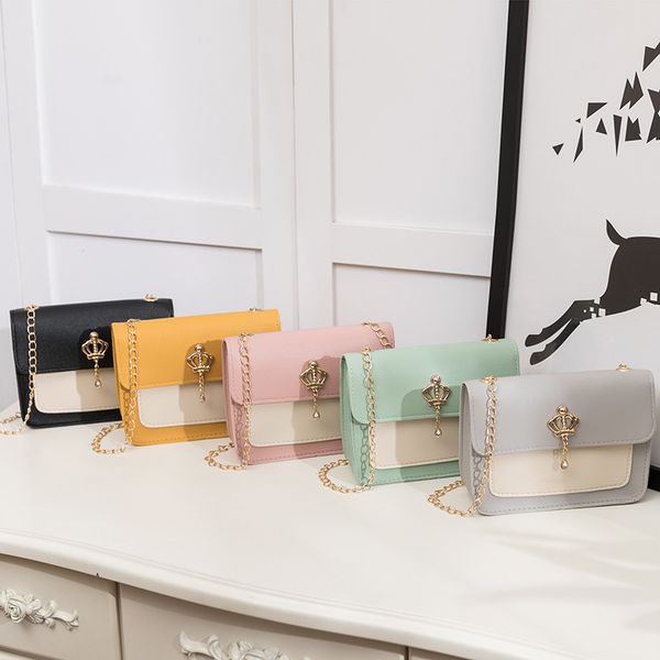 

women's handbag new style macarone mobile phone crown jewelry chain small square single shoulder diagonal straddle cross bag