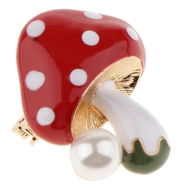 

delicate 3 colors enamel faux pearl mushroom brooch pins for womens, Gray