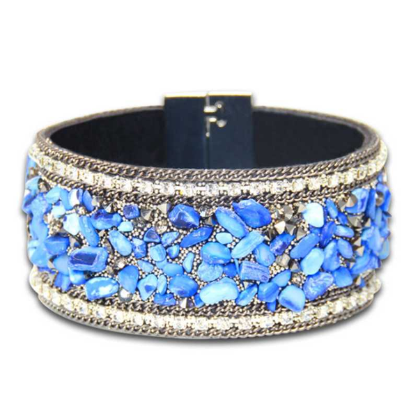 

charm bracelets handmade leather inaly many colors small irregular shape quartz stone bracelet ethnic style jewelry, Golden;silver