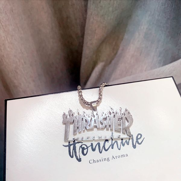 

пламя ожерелье мужчины hip-hop rock золота нержавеющей стали цепи ожерелье мода человек ювелирные изделия цвета золота цепи, Silver