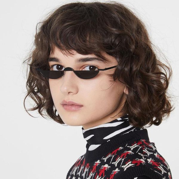 

new 2020 trendy small frame sunglasses women ins semicircle half rouns sun glasses men flat cool glasses clear, White;black