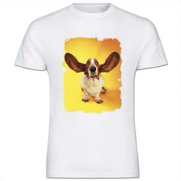

basset hound ears open mens cotton t-shirt printed tee shirt