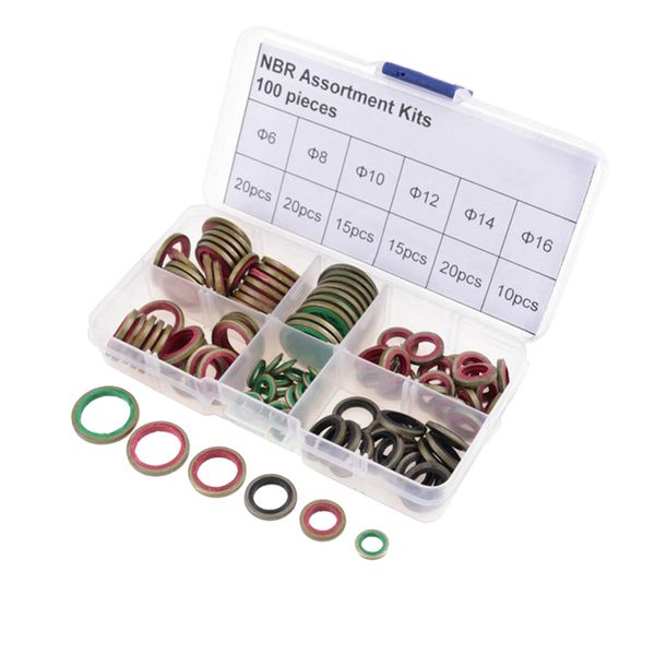 

100 pieces self-centered seal gasket washer m6 m8 m10 m12 m14 m16 assortment