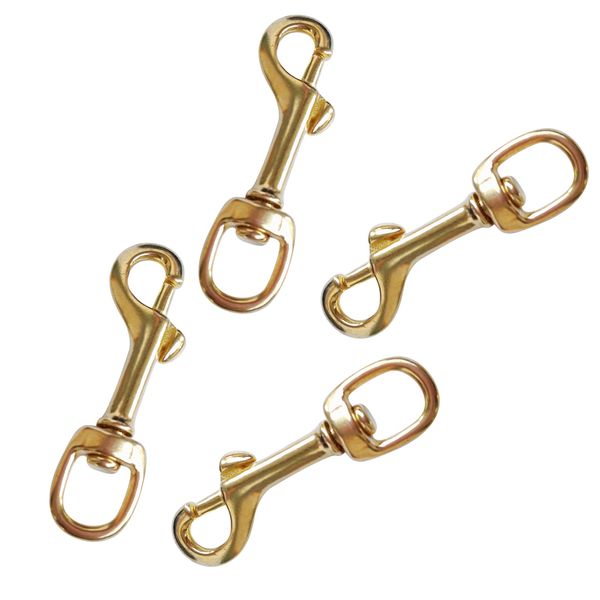 

4 pieces durable dive swivel eye bolt snap single ended scuba diving spring loaded brass buckle - corrosion resistant & high strength