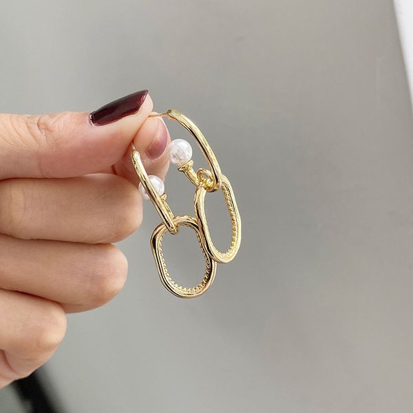 

hoop & huggie wtltc minimalist statement metal big earrings for women gold color geometric circle chic open hoops 4cm, Golden;silver