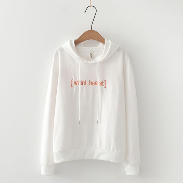 

2020 autumn new women's cotton sweater thin hooded letter embroidered cotton loose lace-up base for embroidered hoodie hoodie hoodiewom, Black