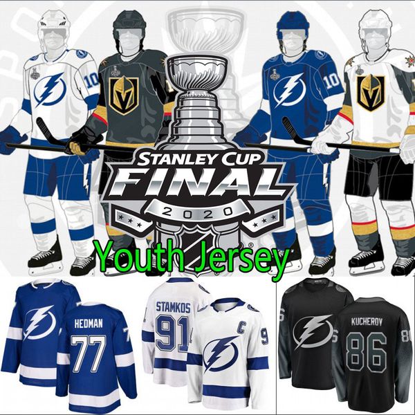 

youth 2020 stanley cup final nikita kucherov jersey tampa bay tyler johnson brayden point steven stamkos victor hedman andrei vasilevski, Black;red