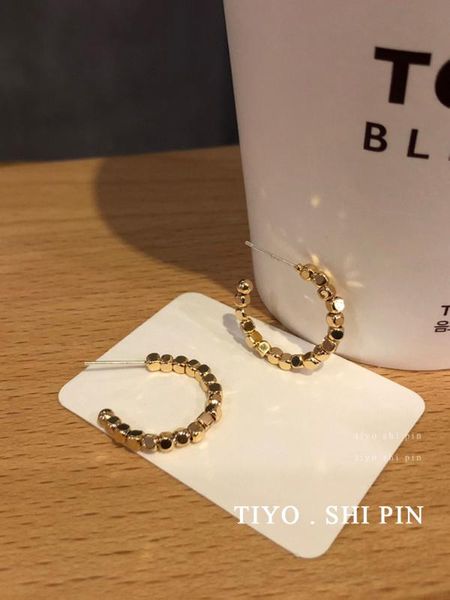 

hoop & huggie s925 needle fashion earrings selling golden plating metal beads for women jewelry party wedding gifts, Golden;silver
