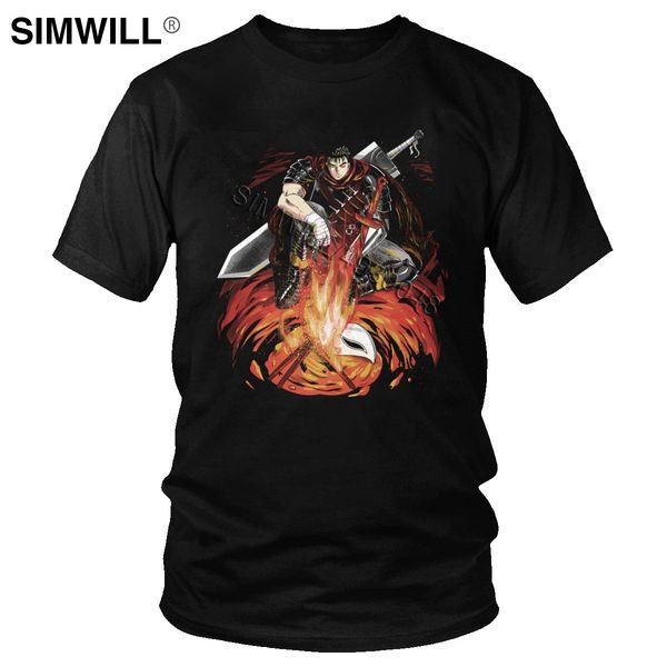 

vintage berserk guts t shirt men's short sleeves cotton gattsu tee crew neck anime guts t-shirt streetwear manga fans gift