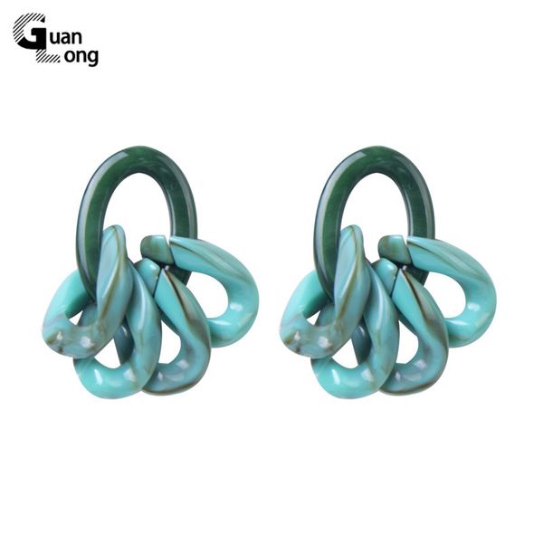 

dangle & chandelier guanlong chain resin acrylic vintage women's earrings fashion korean big earring hanging round drop earings for gir, Silver