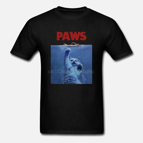 

paws t-shirt - funny jaws parody cats kittens movie cool gift present 100% cotton tee shirt wholesale tee