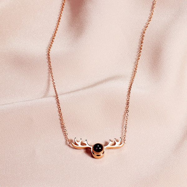 

1pc/bag fashion elk titanium steel beauty ladies necklace for women design pendant jewelry chain ornaments sxl0077, Golden;silver