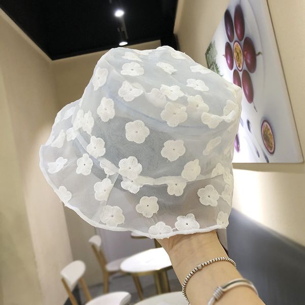 

beanie/skull caps korean ins fisherman hat women's retro lightweight summer sun beach lace sunshade bucket spring, Blue;gray