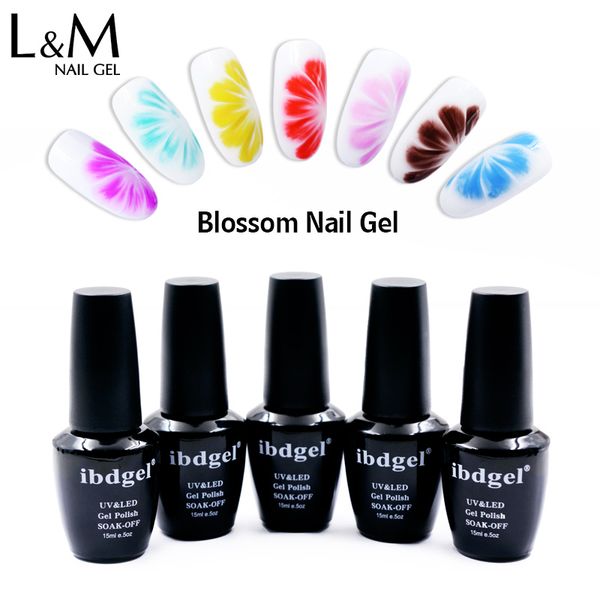 

1 black bottle ibdgel color blossom gel nail polish semi permanent uv gel polish diy flower blossom nail art, Red;pink