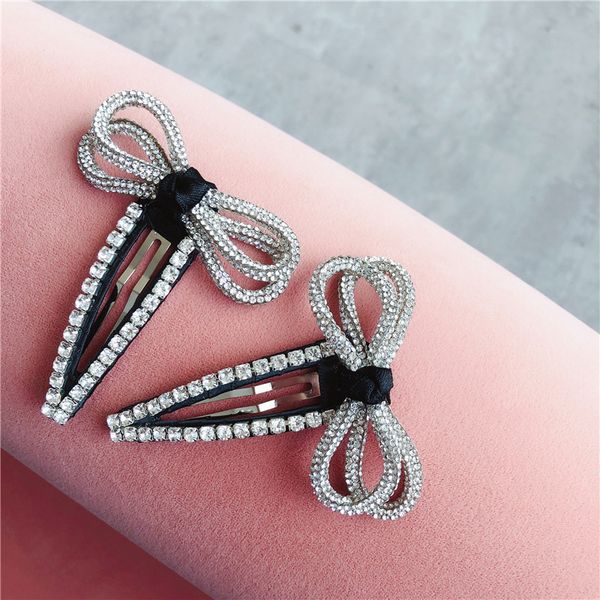 

small fresh rhinestone bow hair barrette hair clip hairpin girls shining crystal accessories women headdress wholesale