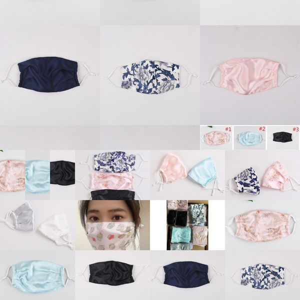 

floral silk face print mask fashion dustproof sun-resistant masks women summer thin mouth bys91