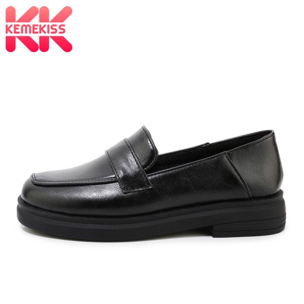 

kemekiss plus size 29-46 leather women shoes thick bottom women flats casual outdoor solid color round toe female footwear, Black