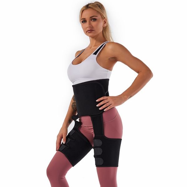 

women slimming leg body shapers high waist thigh trimmer neoprene sweat shapewear adjustable waist trainer slimming belt, Black;gray
