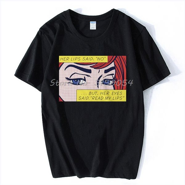 

pop means pop t shirt 60s popart pop lichtenstein woman girl eyes lips no redhead t-shirt men cotton tshirt funny tees harajuku