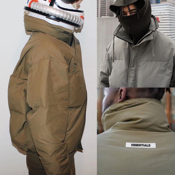 

fear of god essentials puffer jacket fog casual oversized puffers autumn winter outerwear jackets for men women hip hop streetwear, Black;brown