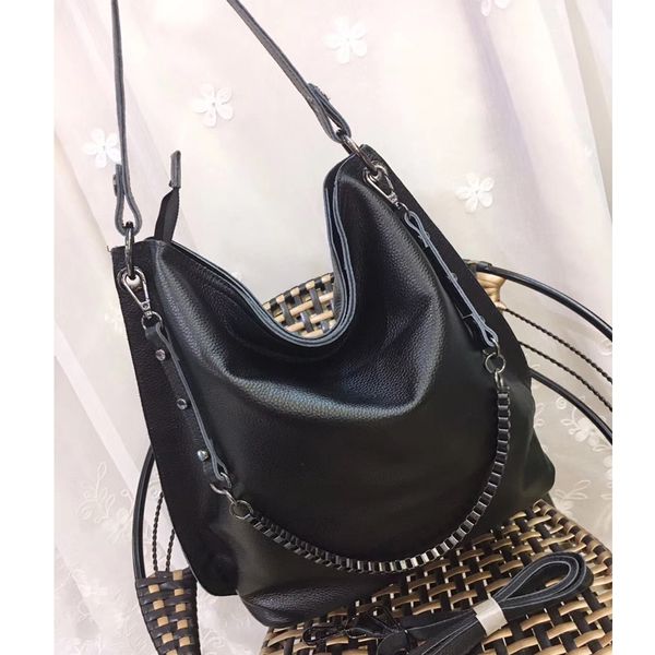 

100% genuine leather bags designer hobo bag for women soft cow leather chains slouchy female shoulder&crossbody bag