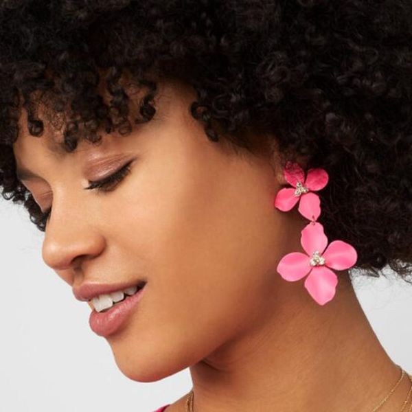 

ppg&pgg new trendy metal flower long drop earrings jewelry for women wedding party gifts pendant elegant enamel dangle earring, Silver