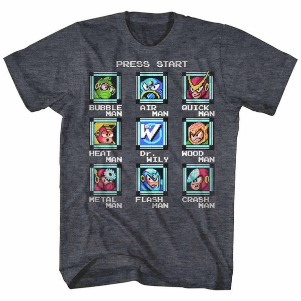 

official megaman player select men's t shirt mega man video game men 2018 summer round neck men's t shirt