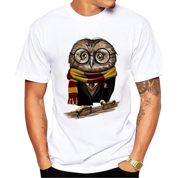 

teehub fashion funny owl men t-shirt vintage owl with glasses printed tshirts short sleeve o-neck cool hipster tees