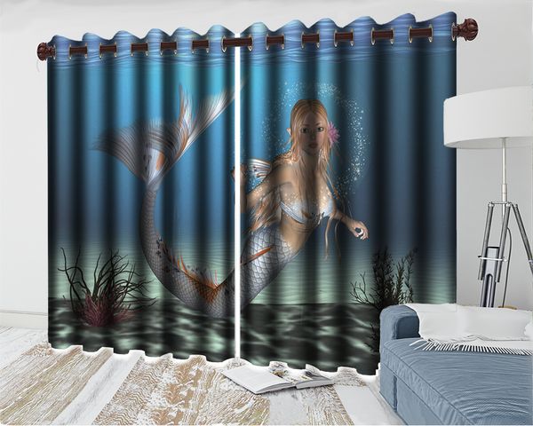 

3d p curtain modern bedroom 3d curtain and charming deep-sea mermaid modern beautiuful window 3d curtain