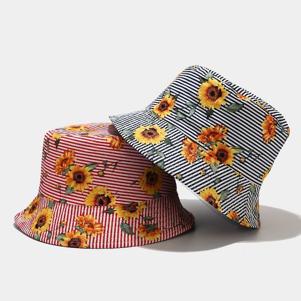 

summer panama visor sun bucket hat womens reversible fishing cap flower print men hat bob chapeau fisherman hats accessory