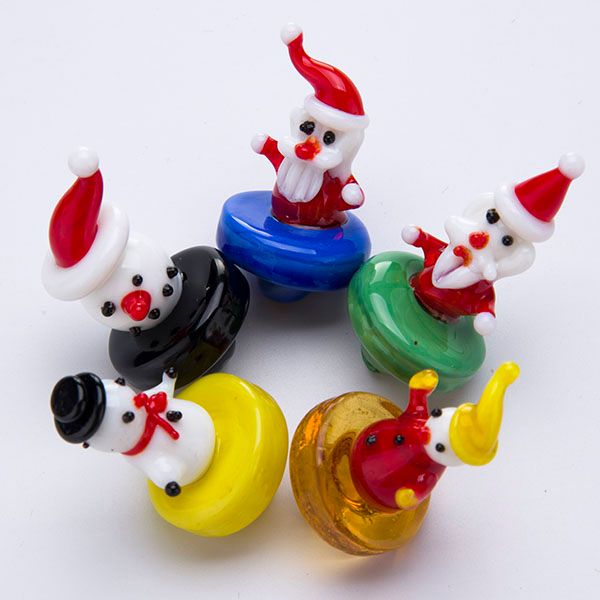 OD 24mm Fumo Tappo in carb di vetro universale Regalo di Natale Pupazzo di neve per banger al quarzo Chiodi tubi dell'acqua, piattaforme petrolifere dab bong