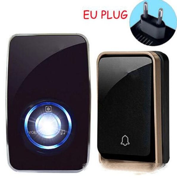 

self powered waterproof wireless doorbell night light sensor no battery eu plug smart door bell 1 2 button 1 2 receiver
